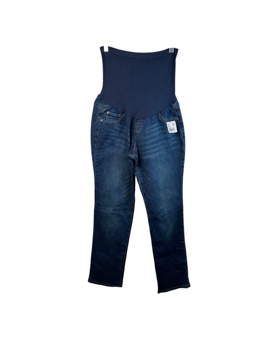 Indigo Blue Skinny Maternity Jeans XL Dark Wash Stretch Panel Denimcore Casual